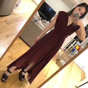 Reverie Burgundy High Low Dress 0